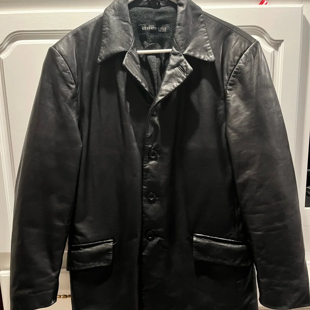 Kenneth Cole New York Black Leather Coat